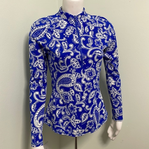 Boden Rashguard. Blue Paisley. Long sleeves. Quarterzip - Picture 1 of 5